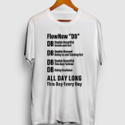 A white shirt with different words on it